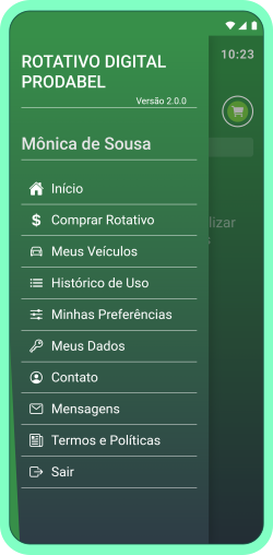 menu do aplicativo